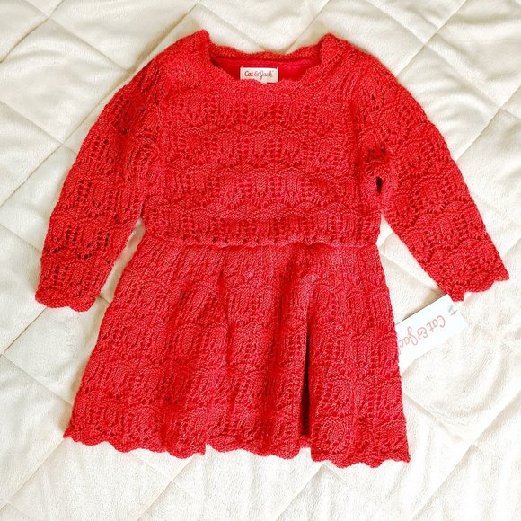 Cat & Jack Red Crochet Dress NWT - Picture 2 of 4